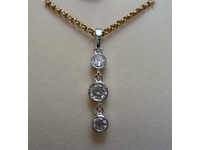 9ct yellow and white gold three stone diamond drop pendant using stones from customers' ring
