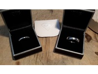 18ct white gold and palladium rings made by the happy couple on a course