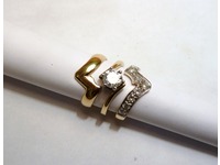18ct palladium set of three interlocking wedding, engagement and eternity rings set with diamonds