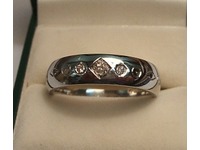 Diamond set Palladium gents wedding ring