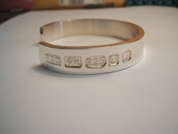 Heavy gents silver bangle with our large feature hallmarks