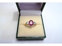 18ct ruby and diamond 3 stone ring